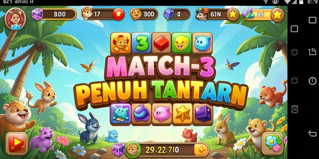 Tampilan menarik dari gameplay Match-3 8ZK yang seru.
