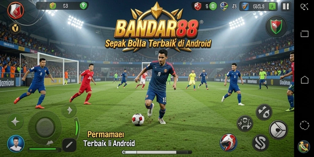 Tampilan gameplay seru di BANDAR88 dengan aksi sepak bola yang mendebarkan.