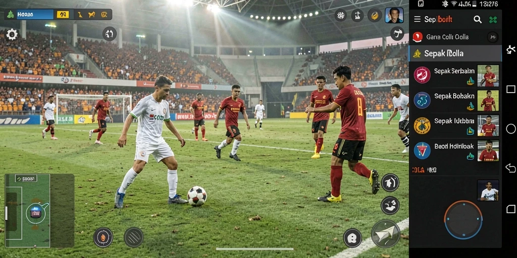 Tampilan gameplay D06 dengan aksi sepak bola yang mendebarkan.