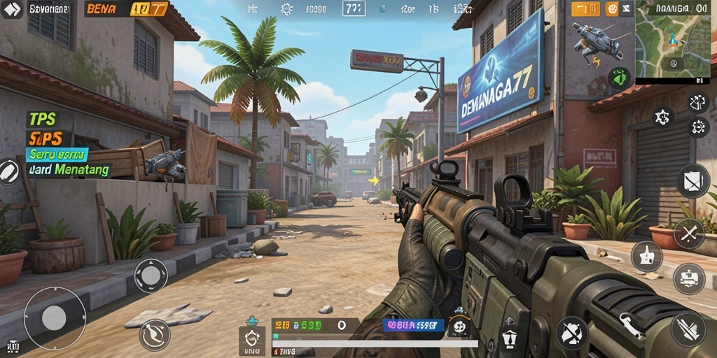 Screenshot gameplay DEWANAGA77 yang menunjukkan aksi tembak-menembak yang intens.
