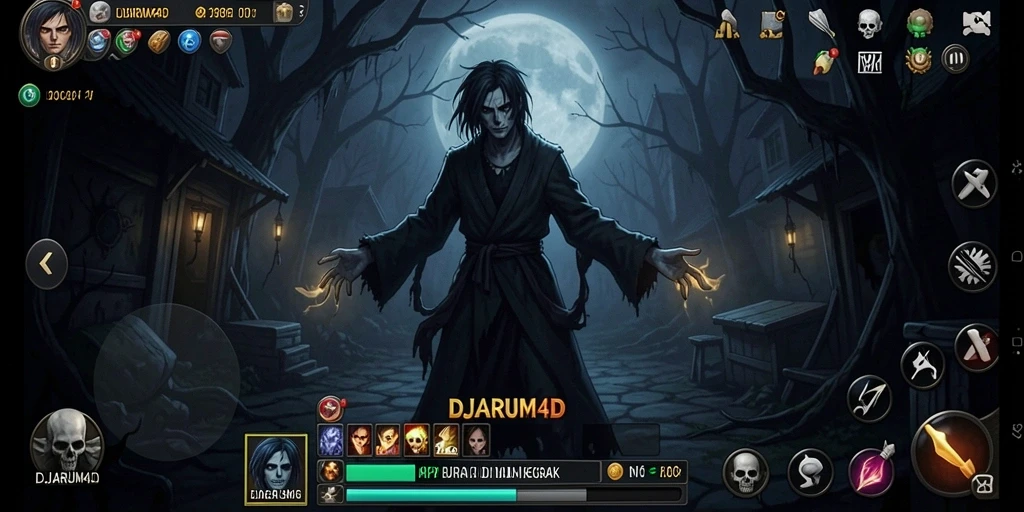 Screenshot menampilkan aksi seram dalam DJARUM4D dengan suasana menegangkan.