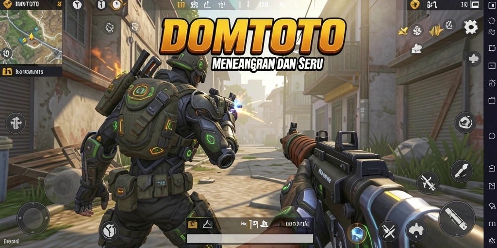 Tampilan gameplay seru dalam DOMTOTO dengan aksi tembak-menembak yang mendebarkan.