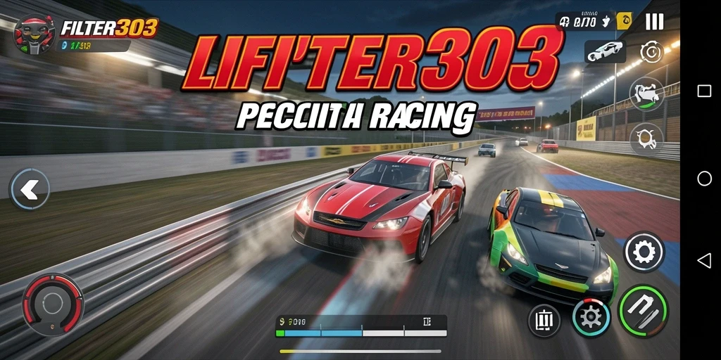 Tampilan gameplay balapan yang mendebarkan dalam FILTER303 saat melaju kencang.