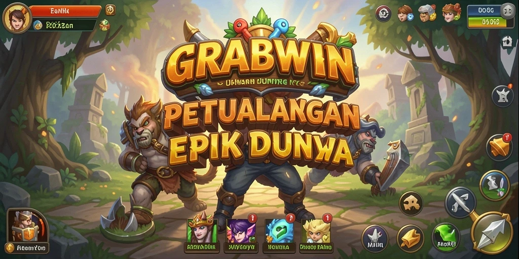 Tangkapan layar <strong>GRABWIN</strong> menunjukkan pertarungan epik dan grafis yang memukau.