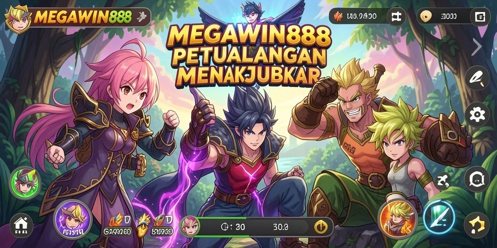 Tampilan gameplay MEGAWIN888 yang menampilkan karakter Anime beraksi.