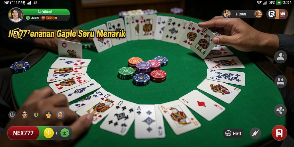 Screenshot gameplay NEX777 menampilkan aksi seru permainan Gaple.