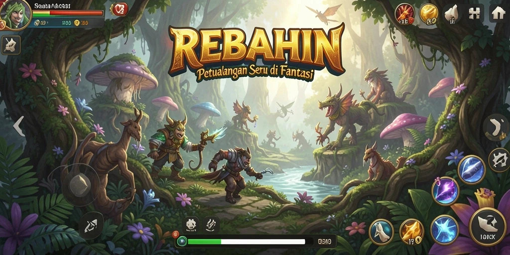 Screenshot gameplay REBAHIN menunjukkan petualangan seru di dunia fantasi.
