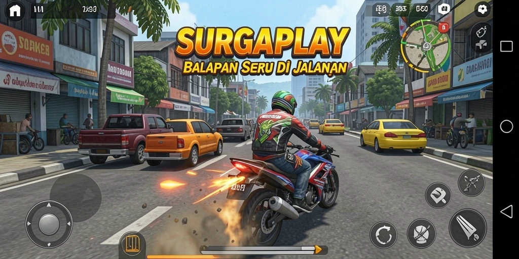Tampilan gameplay balapan yang mendebarkan di SURGAPLAY.