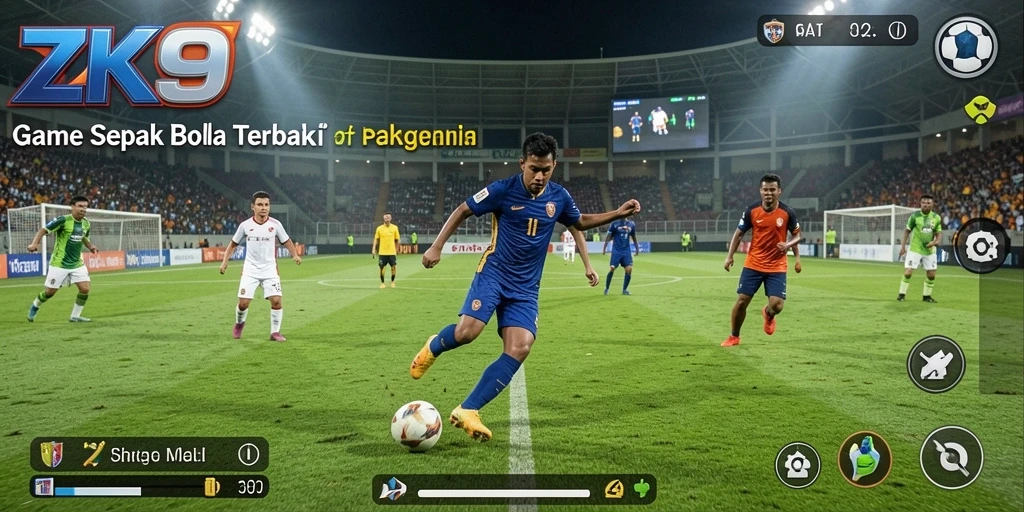 Tampilan gameplay ZK9 dengan aksi sepak bola yang mendebarkan.